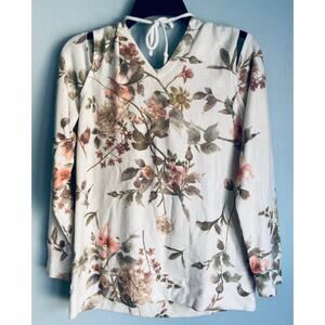 Chaser Hooded Sweater Cold Shoulder Floral Print Large